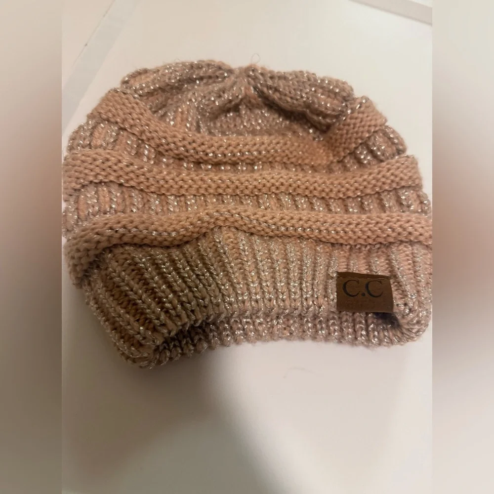 C.C Beanie Hat Bundle 3 Knit Winter Hats Pom Cable Ribbed